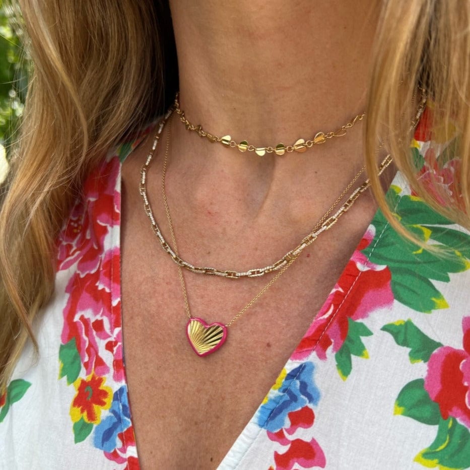 14K Yellow Gold Paperclip Diamond Necklace