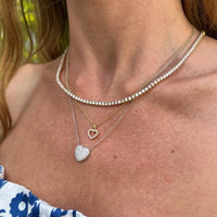 18K White Gold Pave Diamond Heart Necklace