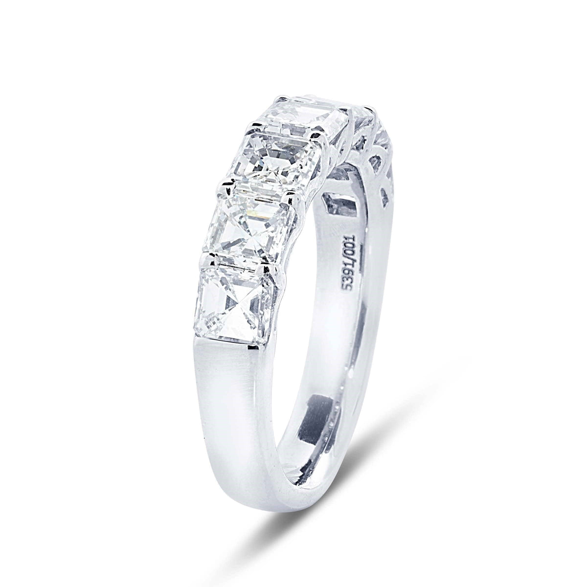 Platinum Square Emerald Cut Diamond Band
