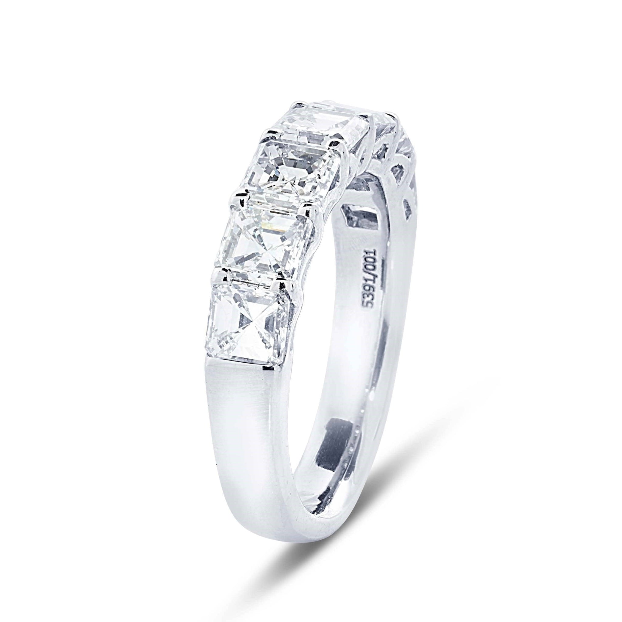 Platinum Square Emerald Cut Diamond Band