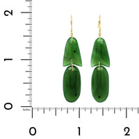 18K Yellow Gold Jade ArrowHead Drop Earrings