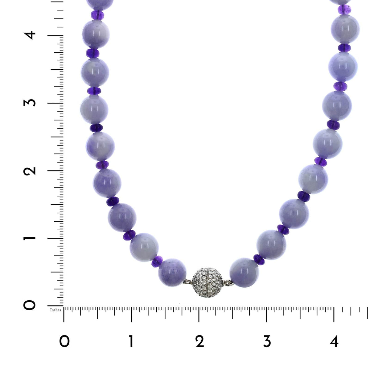 Platinum Lavender Jade and Amethyst Bead Necklace