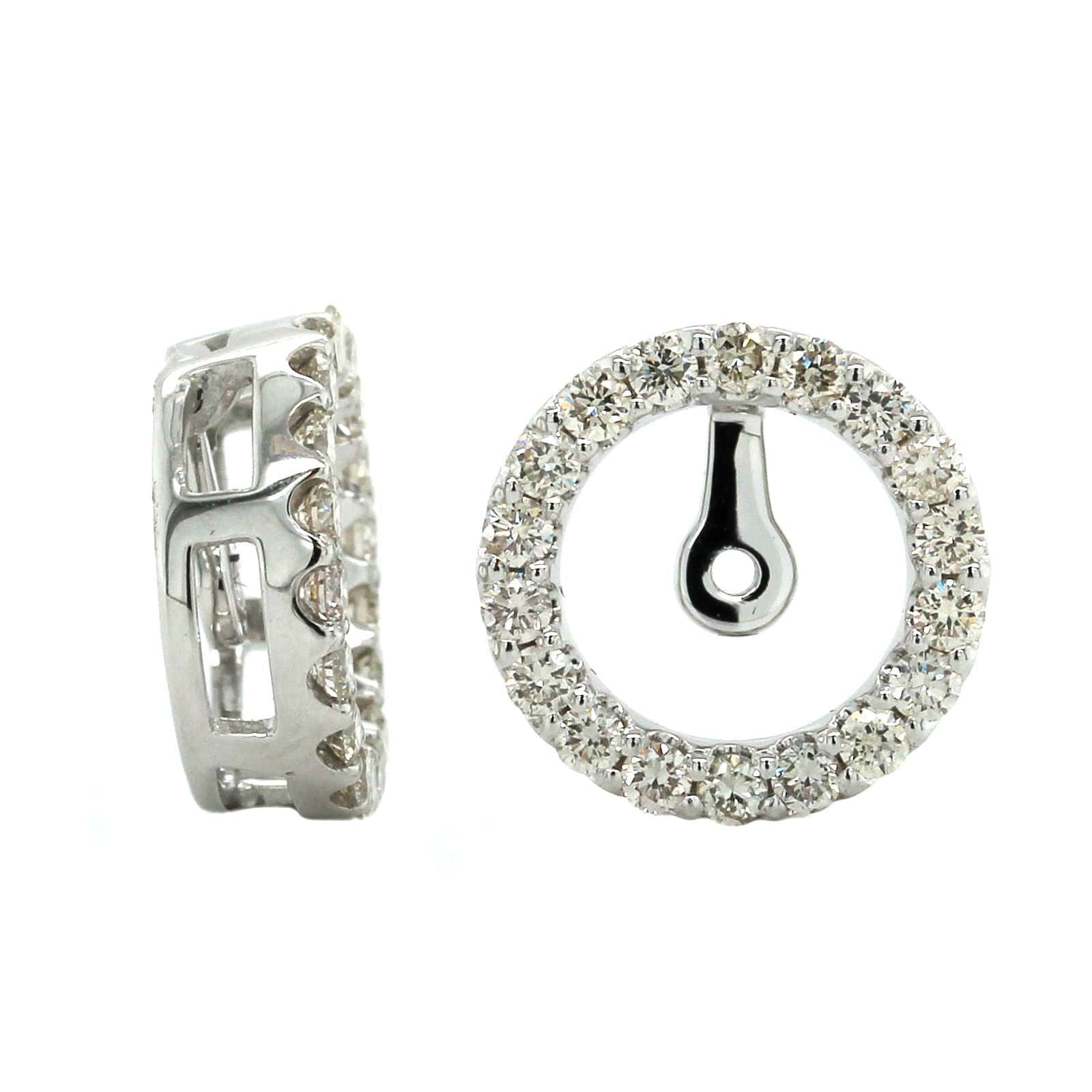 14K White Gold Round Diamond Halo Earring Jackets, 14k white gold, Long's Jewelers