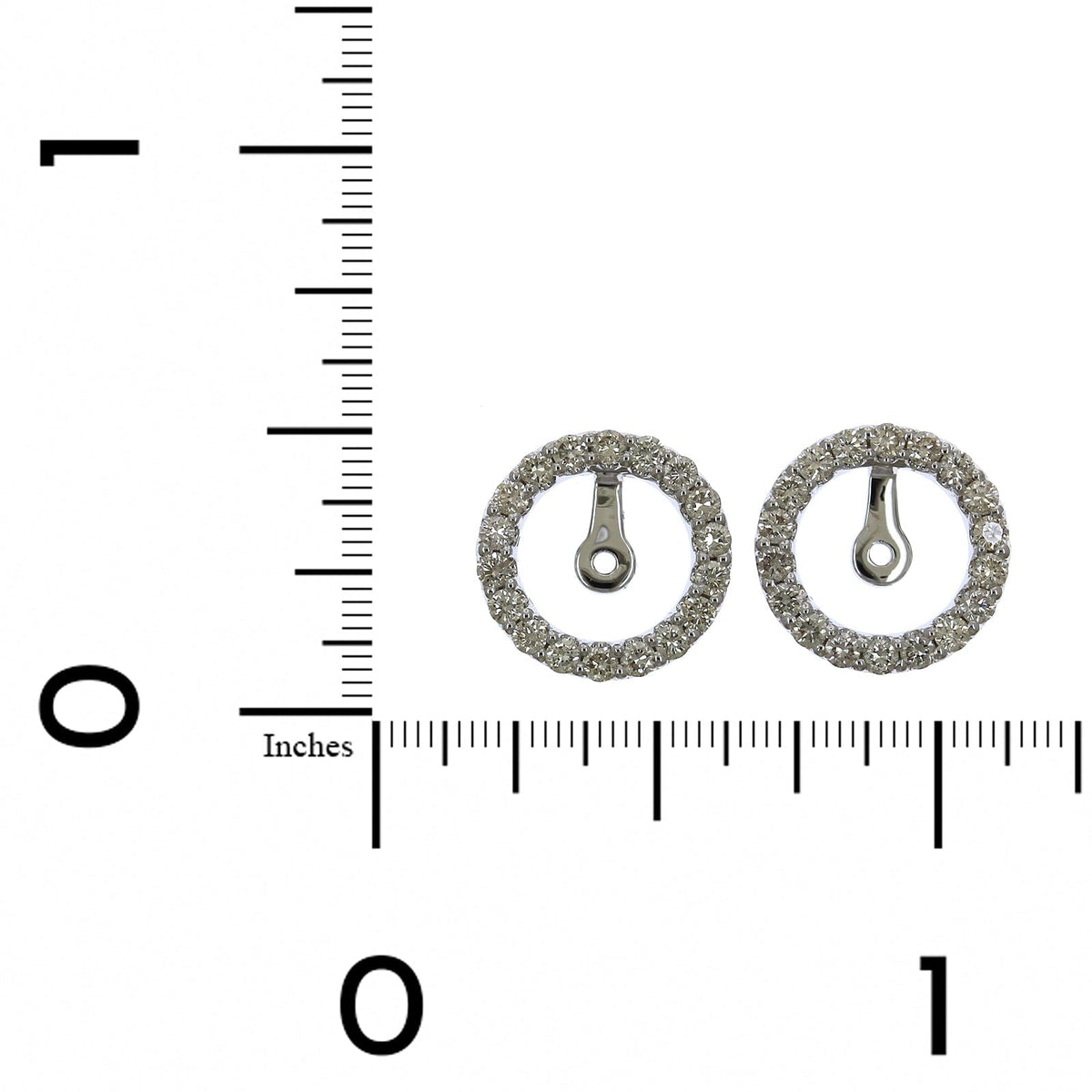 14K White Gold Round Diamond Halo Earring Jackets, 14k white gold, Long's Jewelers