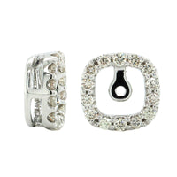 14K White Gold Cushion Diamond Halo Earring Jackets, 14k white gold, Long's Jewelers