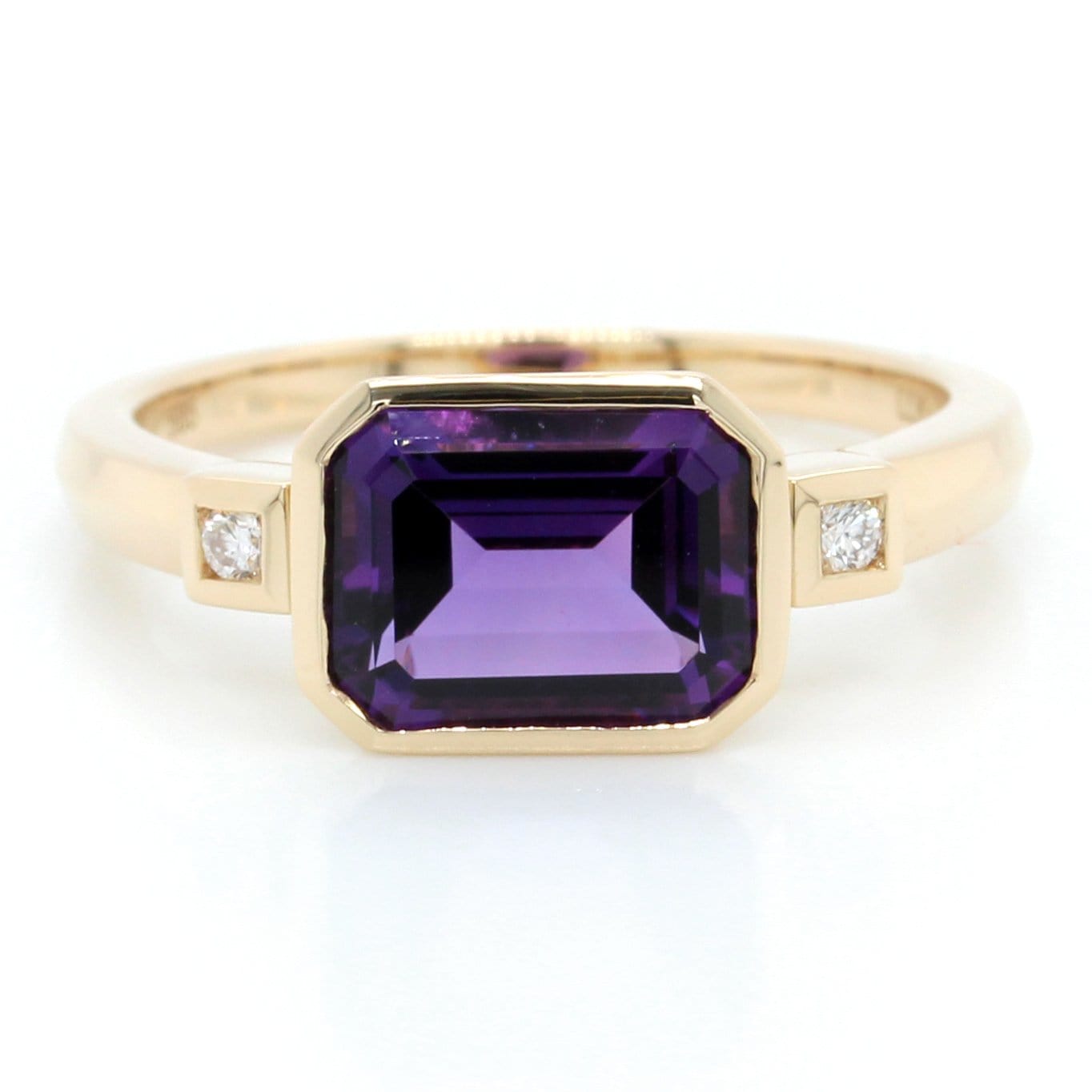 14K Yellow Gold Emerald Cut Amethyst Ring