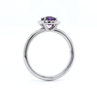 14K White Gold Amethyst with Diamond Halo Ring