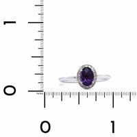 14K White Gold Amethyst with Diamond Halo Ring