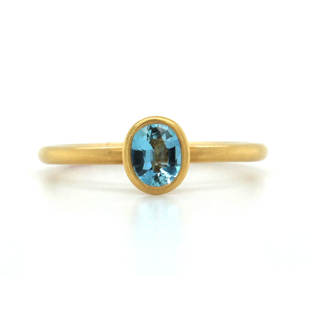 18K Yellow Gold Oval Cut Aquamarine Ring, 18k yellow gold, Long's Jewelers