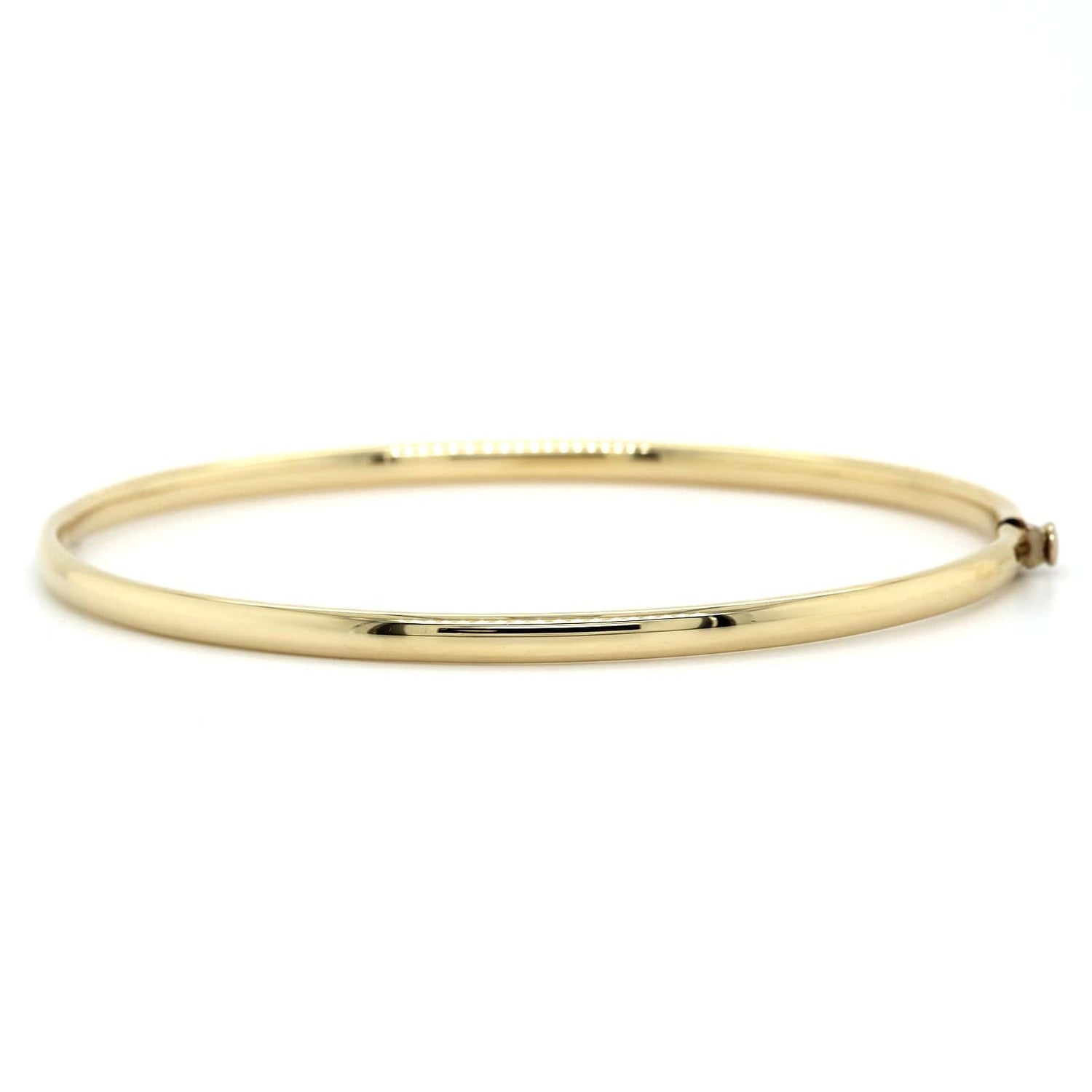 14K Yellow Gold Oval Hinged Bangle – Long