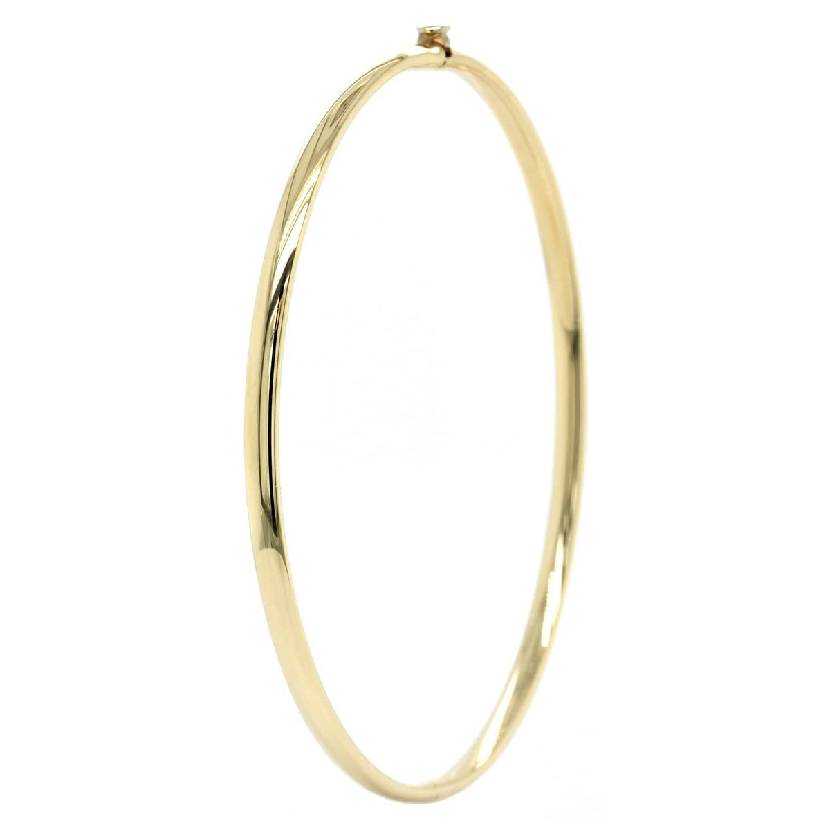 14K Yellow Gold Oval Hinged Bangle – Long