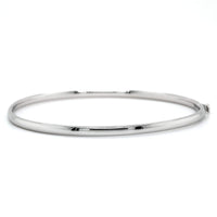 14K White Gold Oval Hinged Bangle, 14k white gold, Long's Jewelers