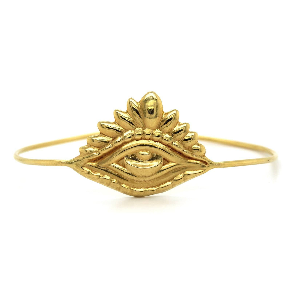 18K Yellow Gold Evil Eye Bangle Bracelet, 18k yellow gold, Long's Jewelers