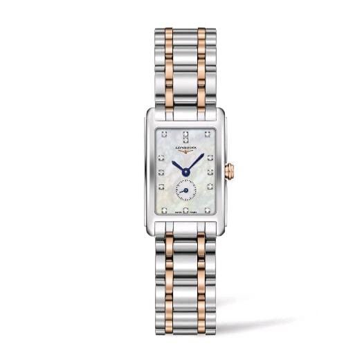 Dolcevita Stainless Steel and 18K Rose Gold Mother of Pearl Dial Watch