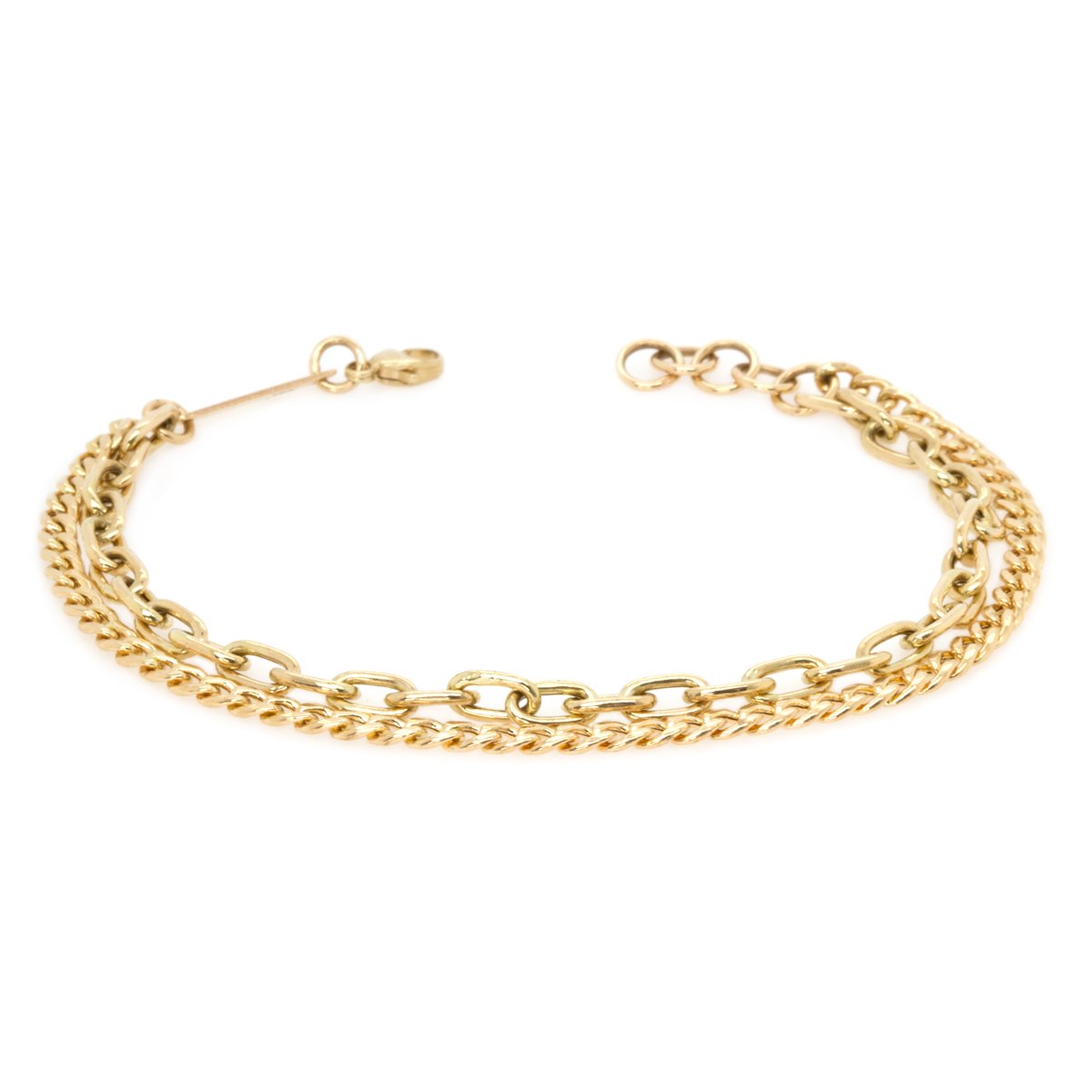 14K Yellow Gold Double Link Chain Bracelet