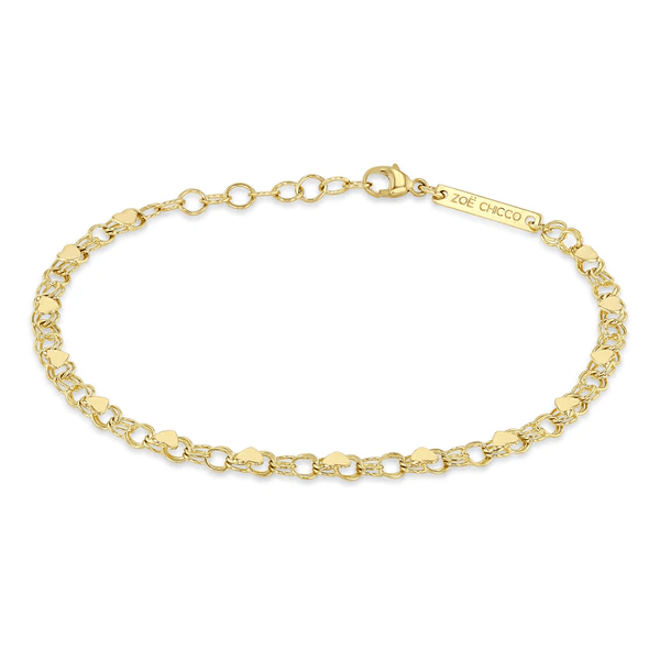 14K Yellow Gold Double Heart Bracelet, 14k yellow gold, Long's Jewelers