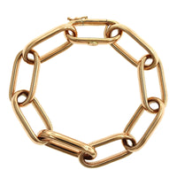 18K Rose Gold Elongated Square Link Bracelet, 18k yellow gold, Long's Jewelers