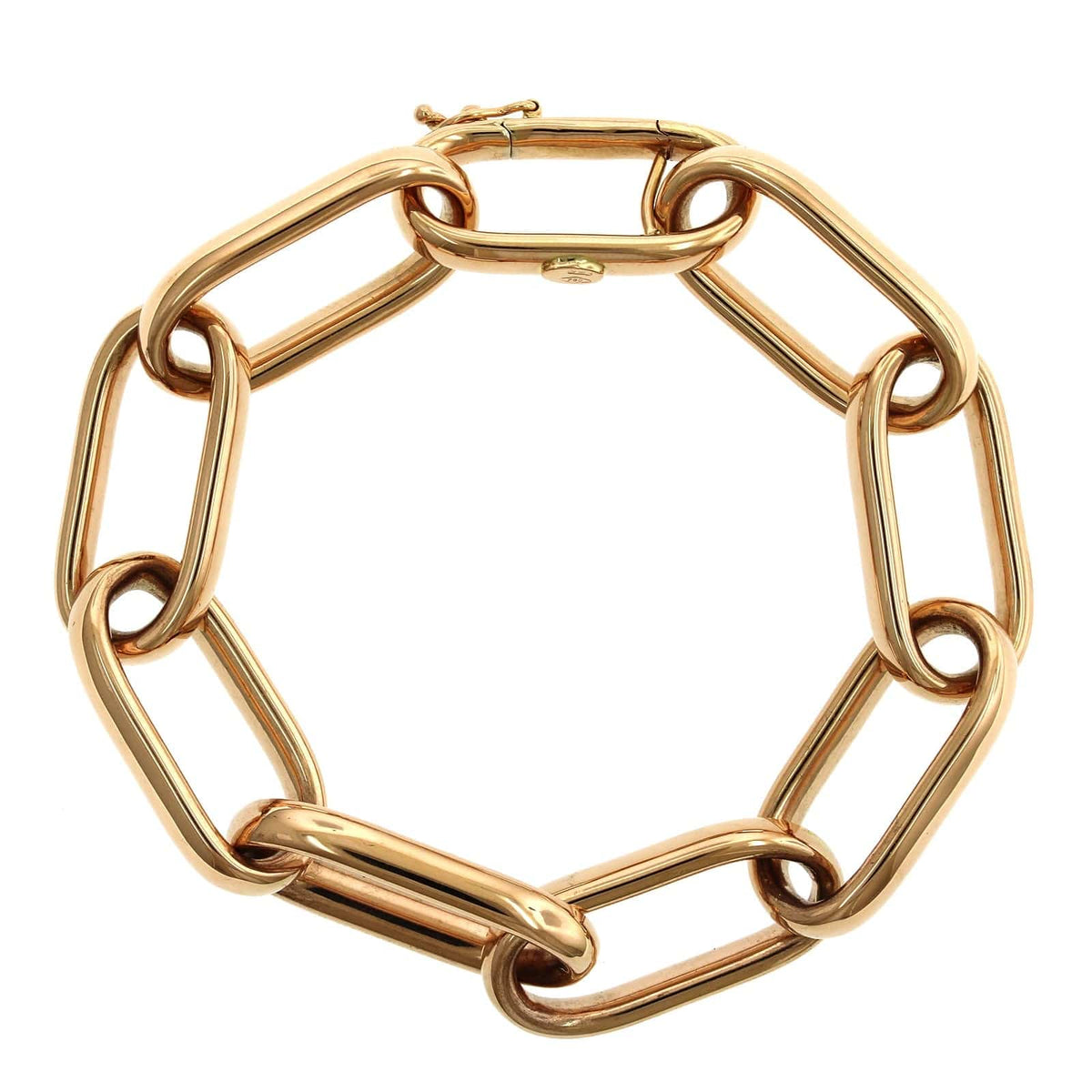 18K Rose Gold Elongated Square Link Bracelet, 18k yellow gold, Long's Jewelers