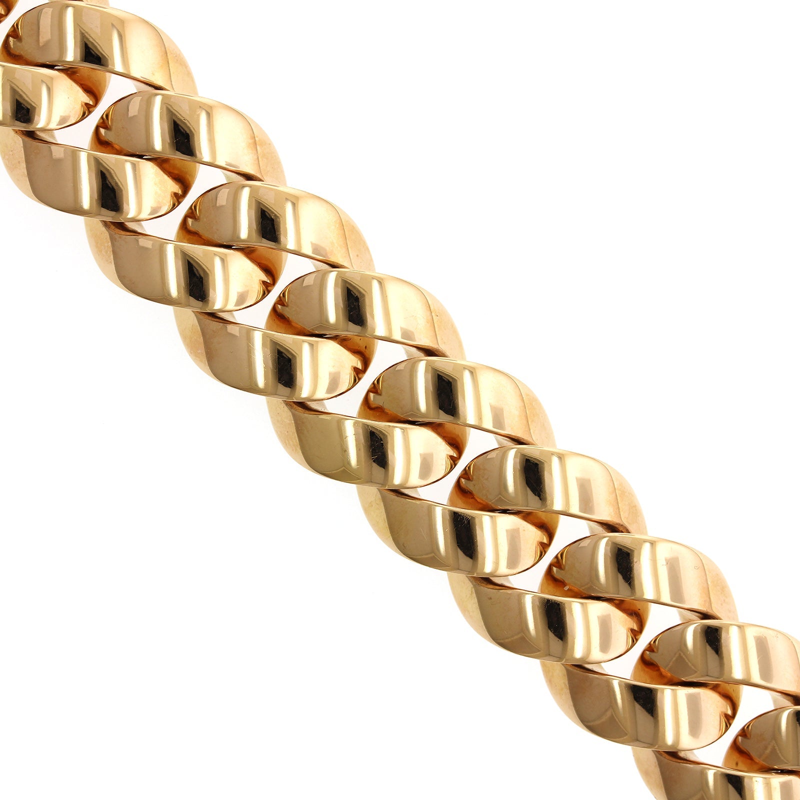 18K Rose Gold Wide Flat Link Bracelet, 18k yellow gold, Long's Jewelers