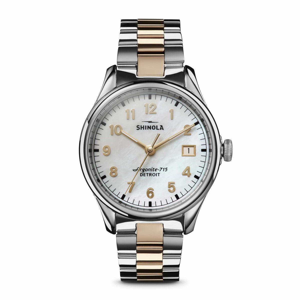 The Vinton 38MM SS and Yellow Gold Mother of Pearl Dial Watch