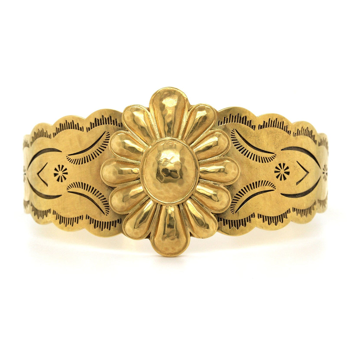 Christina Alexiou 18K Yellow Gold Native Collection Flower Cuff Bracelet
