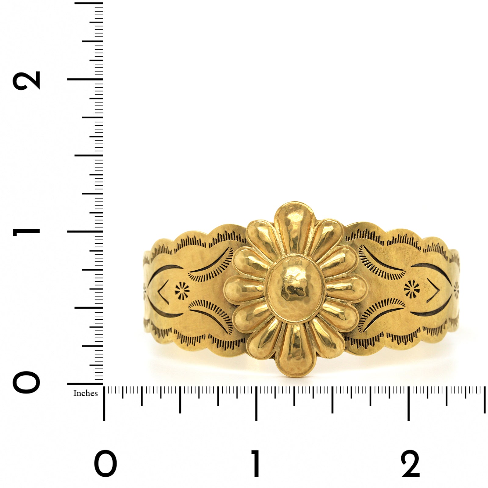 18K Yellow Gold Native Collection Flower Cuff Bracelet