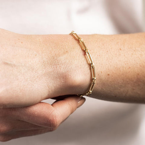 14K Yellow Gold Paperclip Chain Bracelet