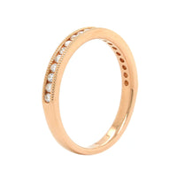 18K Rose Gold Channel Set Diamond Milgrain Band
