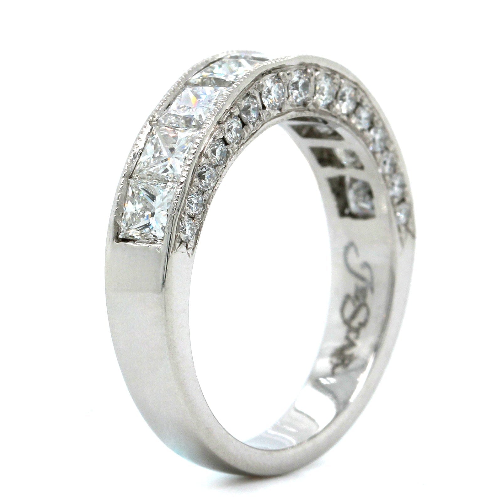 Platinum Channel Set Princess Cut Diamond Band