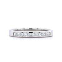 18K White Gold Channel Set Princess Cut Diamond Band