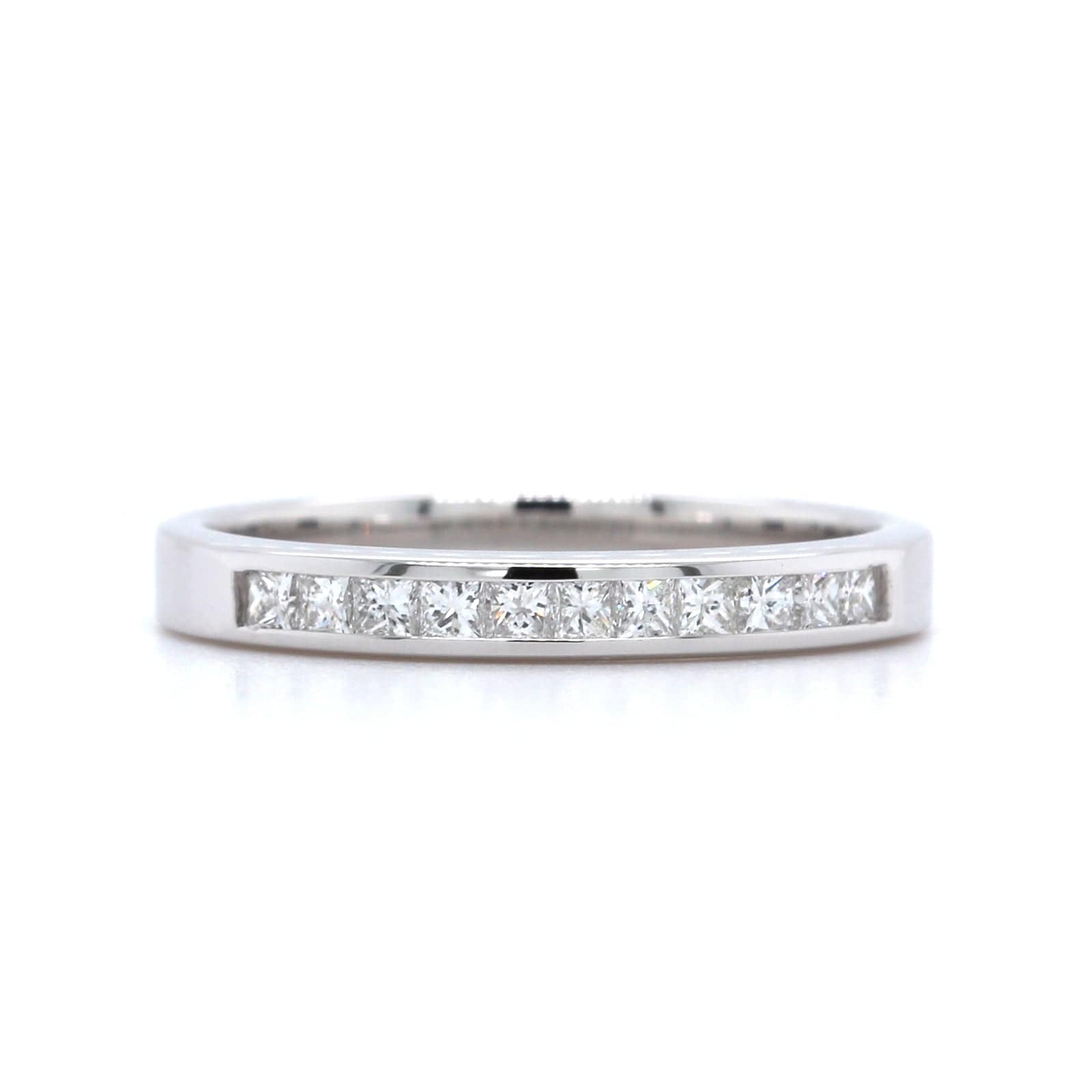 18K White Gold Channel Set Princess Cut Diamond Band