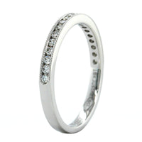 18K White Gold Channel Set Milgrain Diamond Band