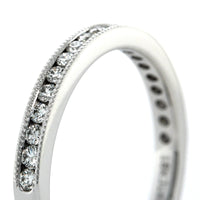 18K White Gold Channel Set Milgrain Diamond Band
