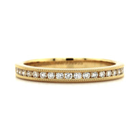 18K Yellow Gold Channel Set Milgrain Diamond Band