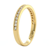 18K Yellow Gold Channel Set Milgrain Diamond Band