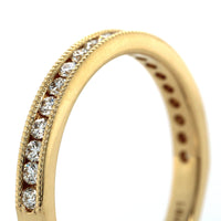 18K Yellow Gold Channel Set Milgrain Diamond Band