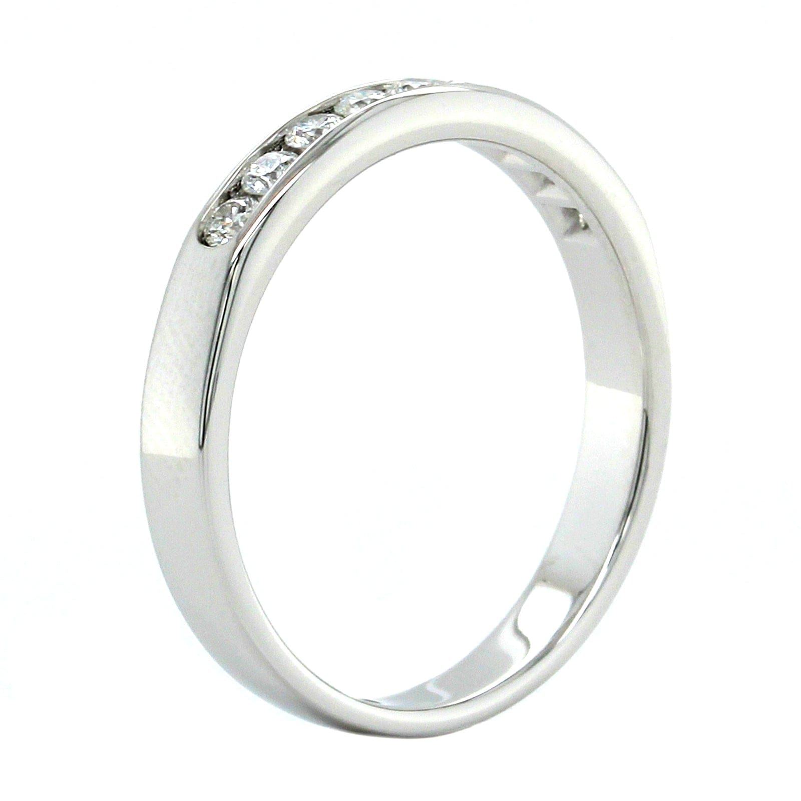 18K White Gold Channel Set 9 Stone Diamond Band