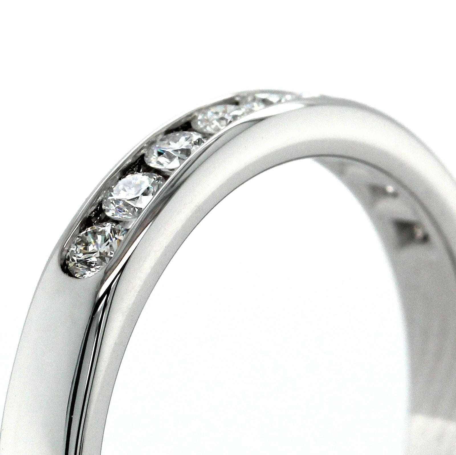 18K White Gold Channel Set 9 Stone Diamond Band