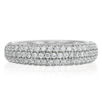 18K White Gold 3 Row Pave Diamond Band