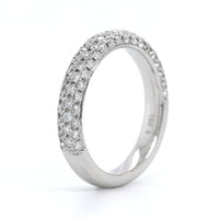 18K White Gold 4 Row Pave Diamond Band