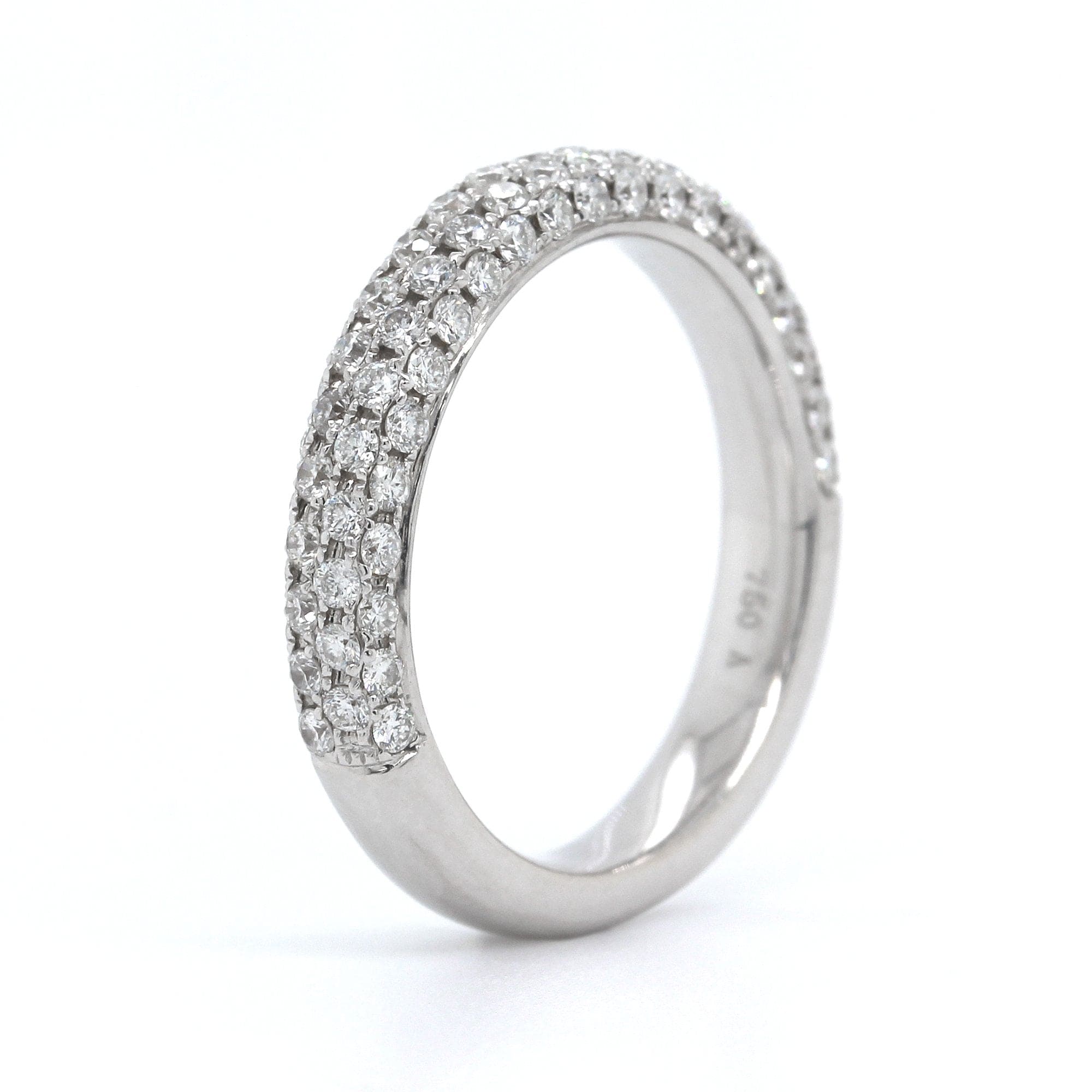 18K White Gold 4 Row Pave Diamond Band