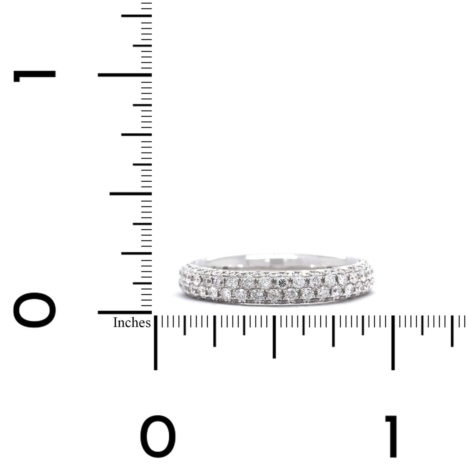 18K White Gold 4 Row Pave Diamond Band