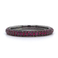 18K White Gold 3 Row Ruby Band