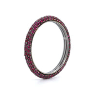 18K White Gold 3 Row Ruby Band