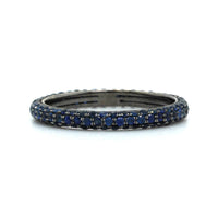 18K White Gold Black Rhodium Sapphire 3 Row Eternity Ring