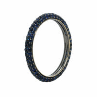 18K White Gold Black Rhodium Sapphire 3 Row Eternity Ring