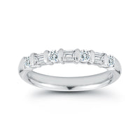 Platinum Alternating Round Brilliant and Baguette Diamond Band