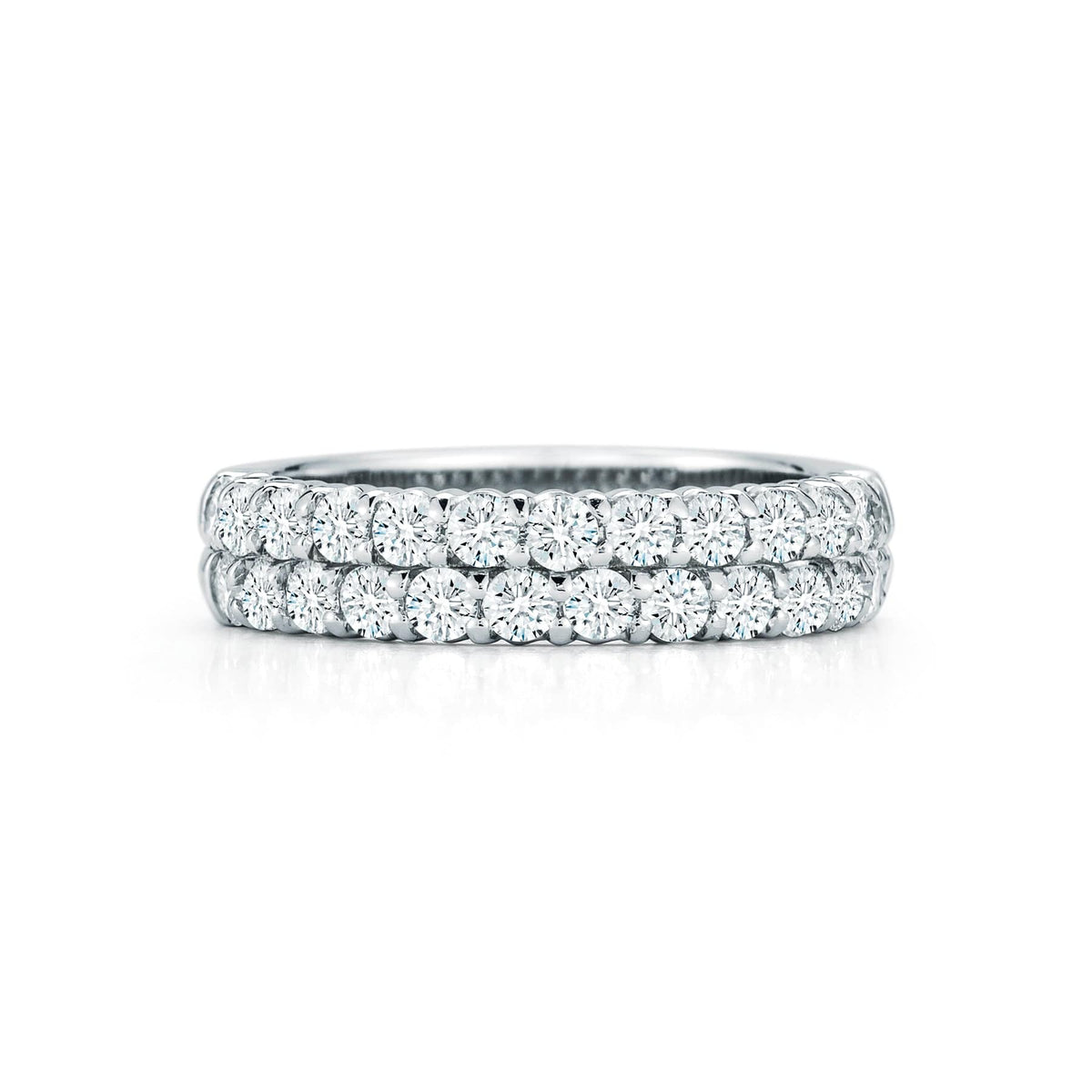 Platinum Two-Row Halfway Diamond Band