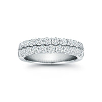 18K White Gold Double Row Diamond Wedding Ring