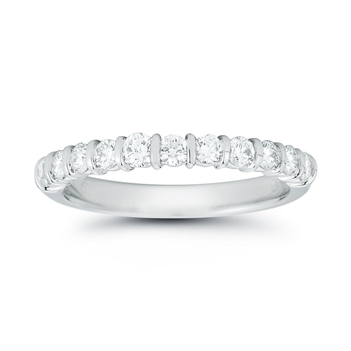 Platinum 11 Stone Bar Set Diamond Wedding Ring